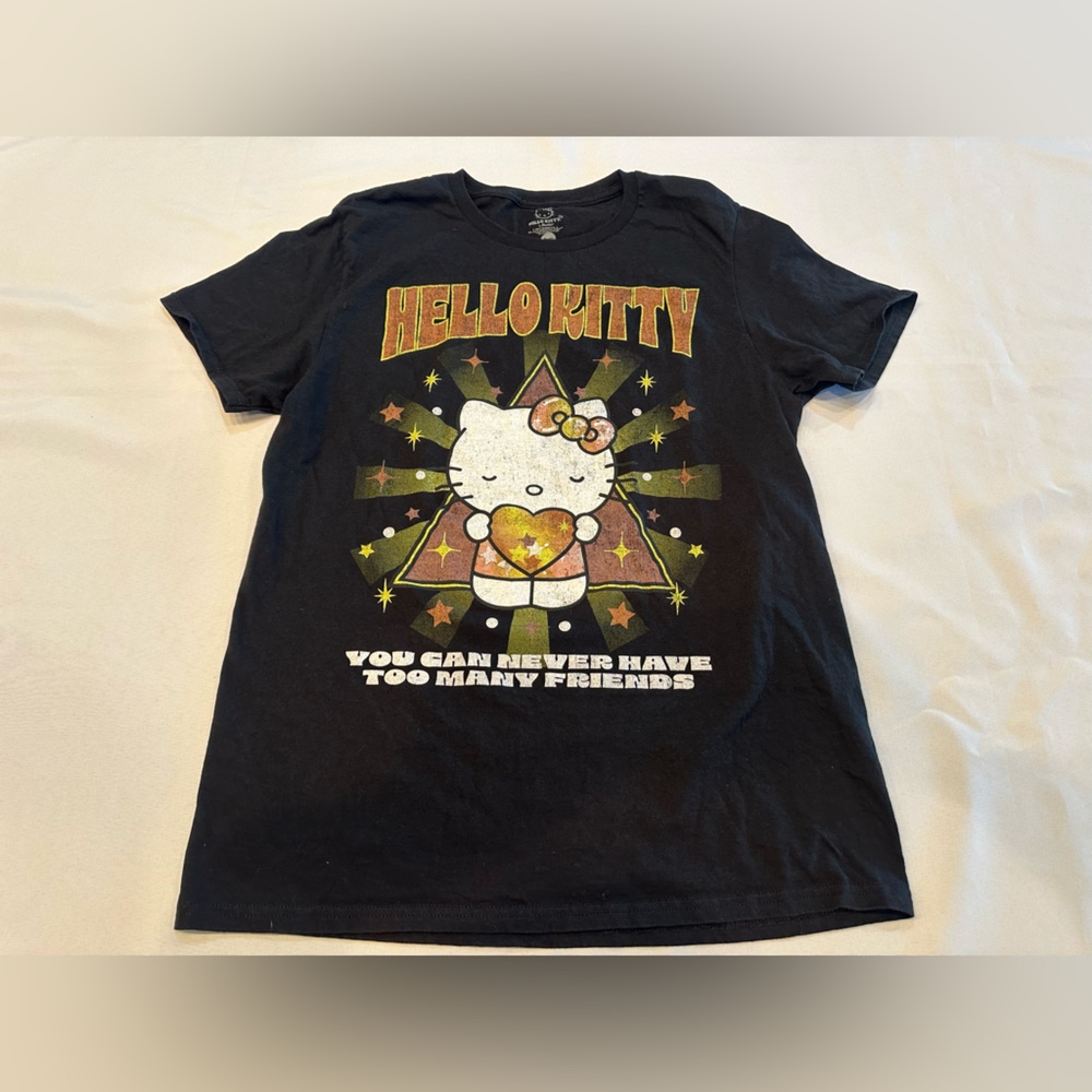 Hello Kitty Black T-shirt You Can Never Have Too Many Friends Size Medium